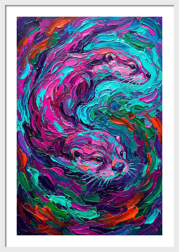 Otters In Vibrant Swirl