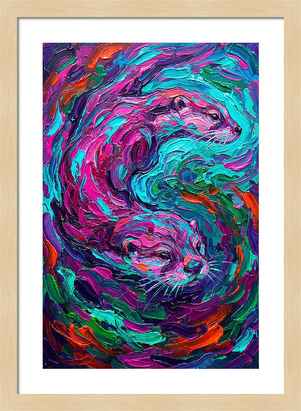 Otters In Vibrant Swirl