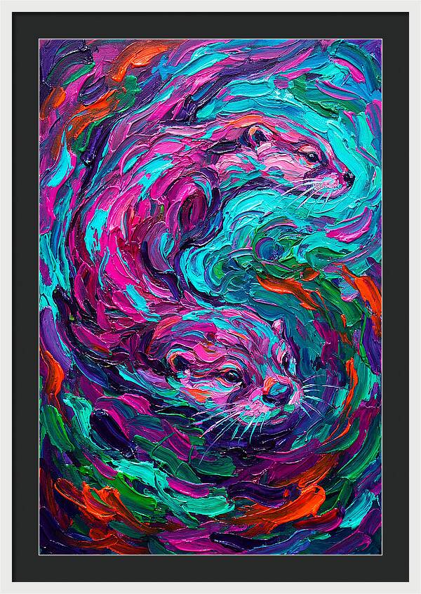 Otters In Vibrant Swirl