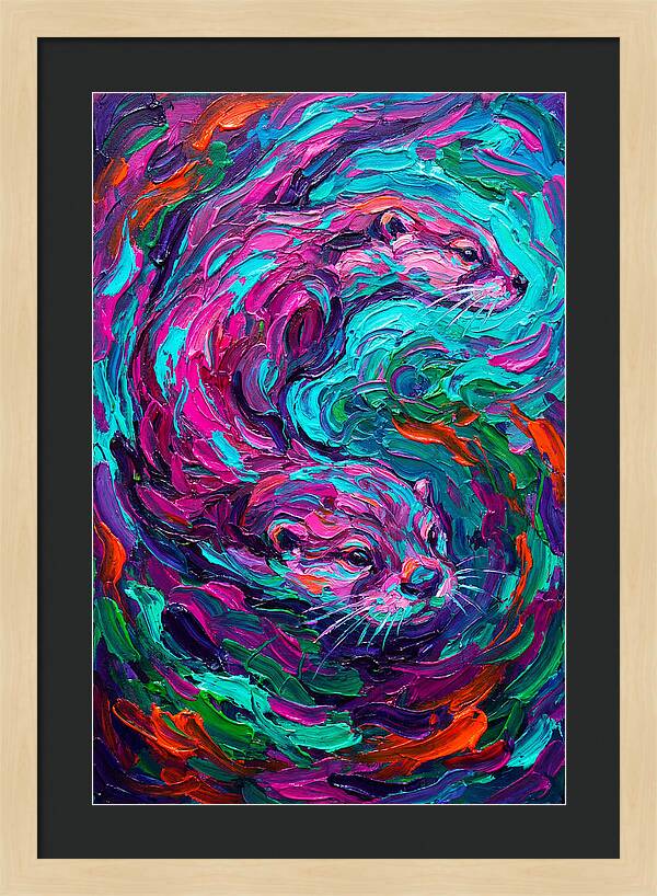 Otters In Vibrant Swirl