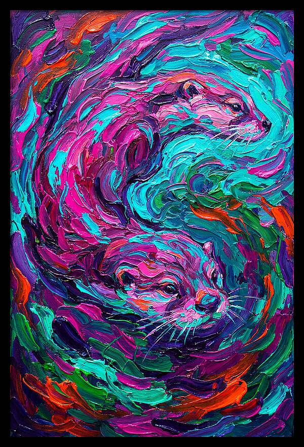 Otters In Vibrant Swirl