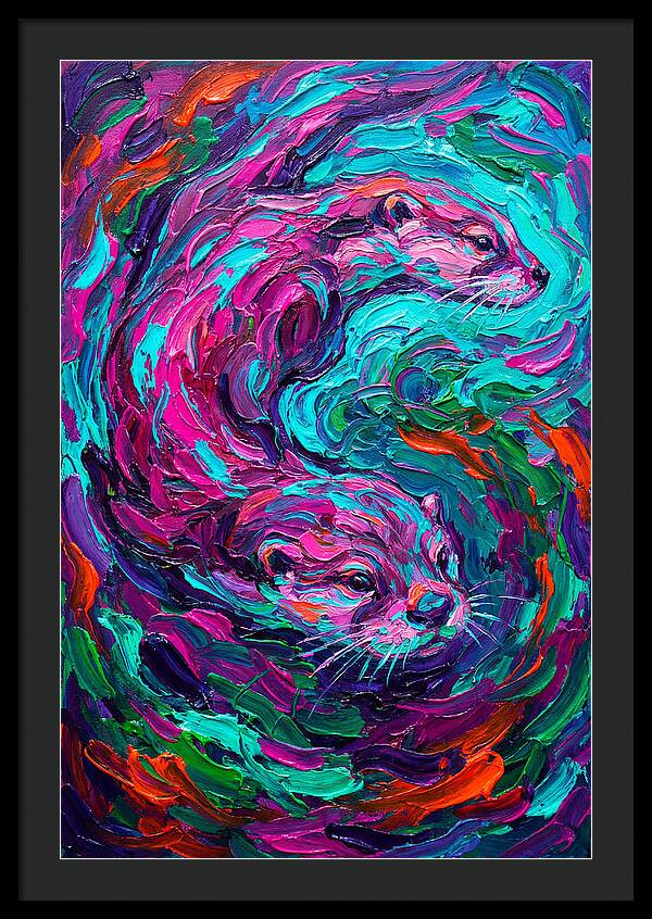 Otters In Vibrant Swirl