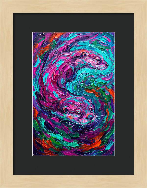 Otters In Vibrant Swirl