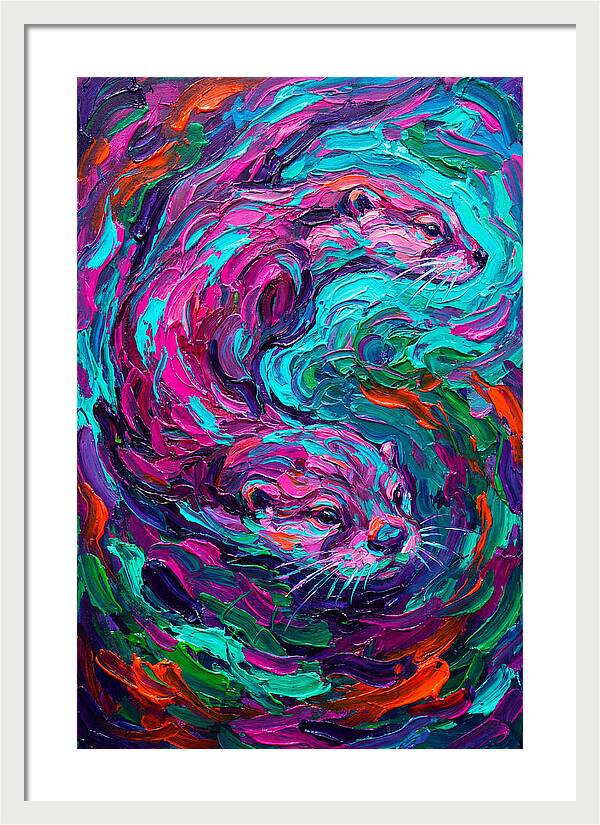 Otters In Vibrant Swirl
