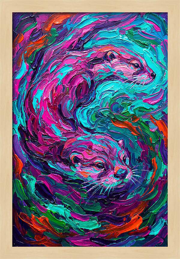 Otters In Vibrant Swirl