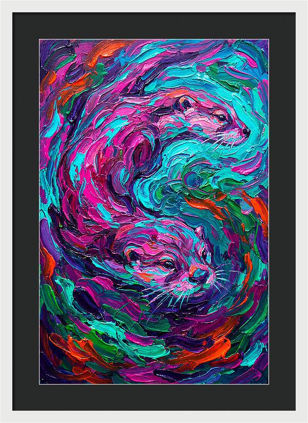 Otters In Vibrant Swirl