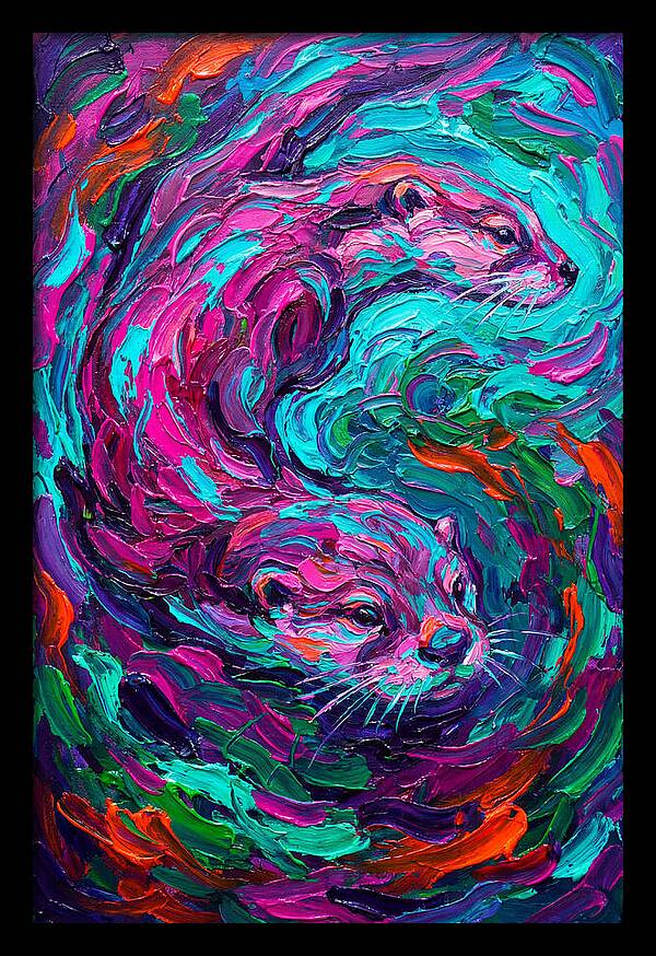 Otters In Vibrant Swirl