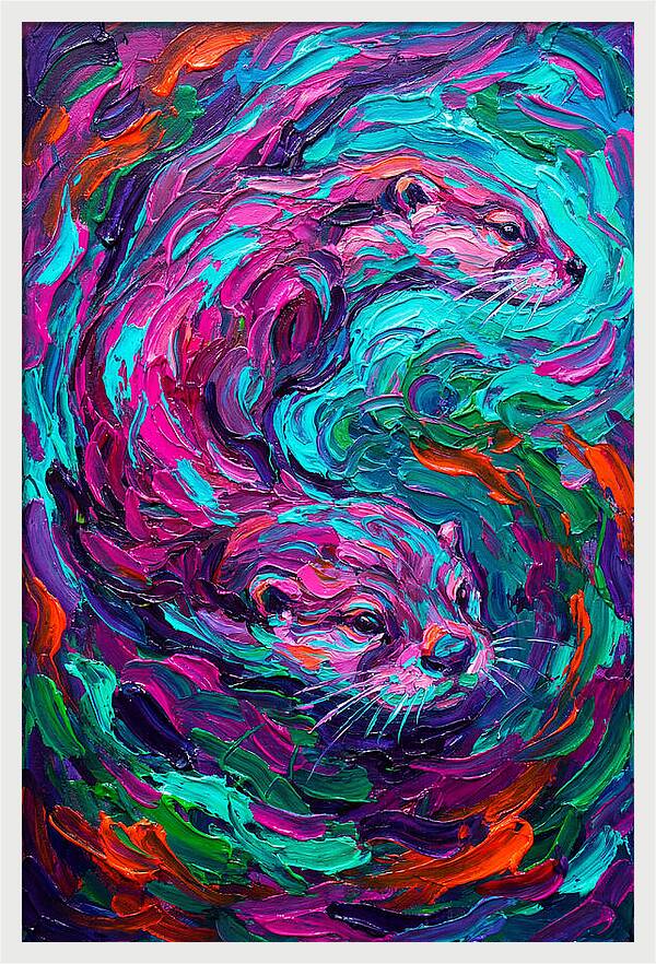 Otters In Vibrant Swirl