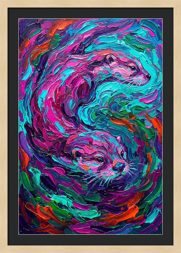 Otters In Vibrant Swirl