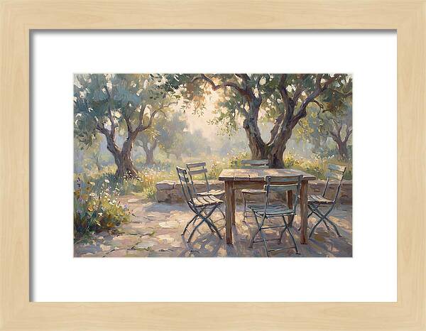 Outdoor Seating Under Olive Trees