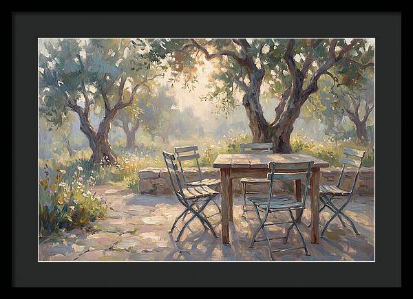 Outdoor Seating Under Olive Trees