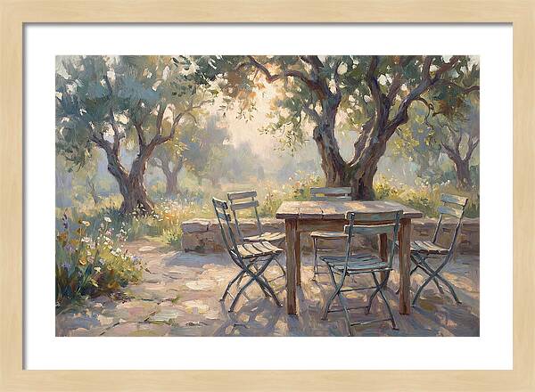 Outdoor Seating Under Olive Trees