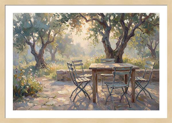 Outdoor Seating Under Olive Trees