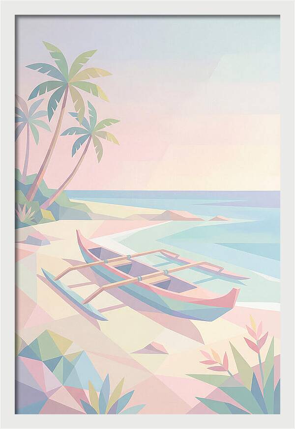 Outrigger Canoe On Tropical Beach