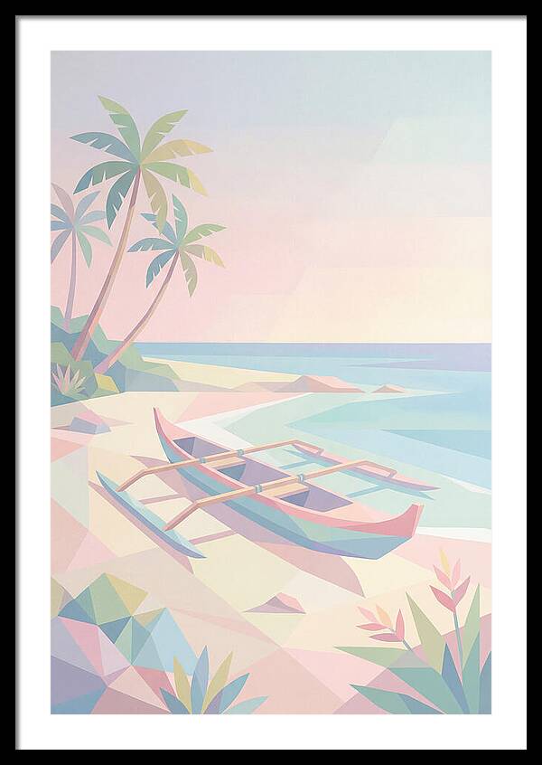 Outrigger Canoe On Tropical Beach