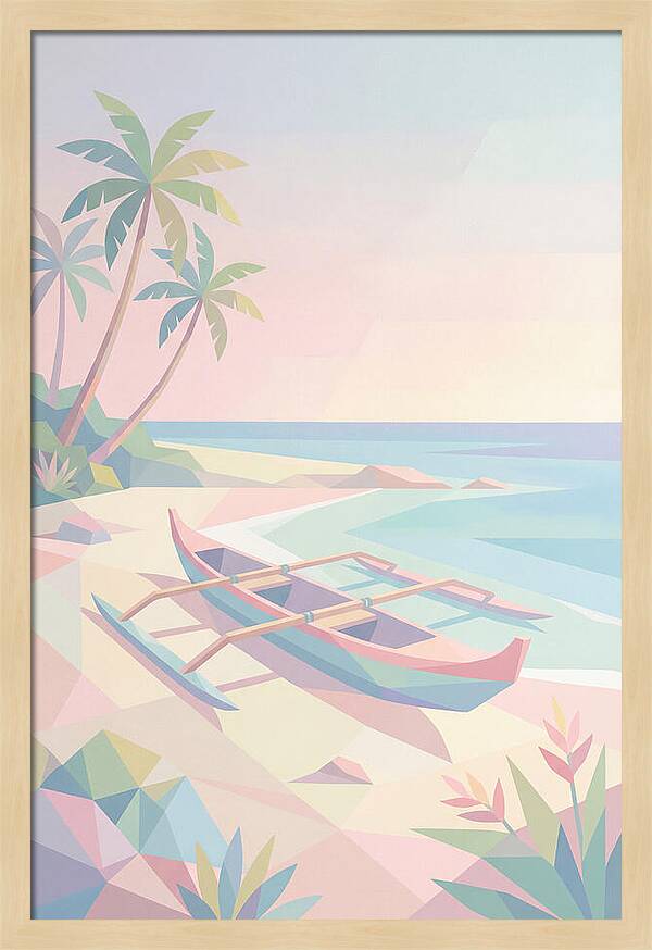Outrigger Canoe On Tropical Beach