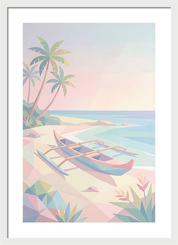 Outrigger Canoe On Tropical Beach