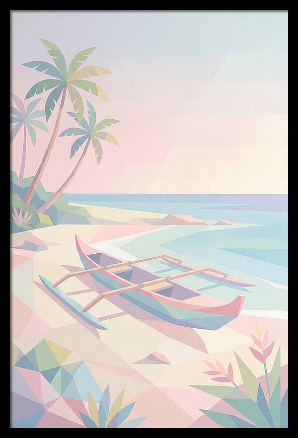 Outrigger Canoe On Tropical Beach