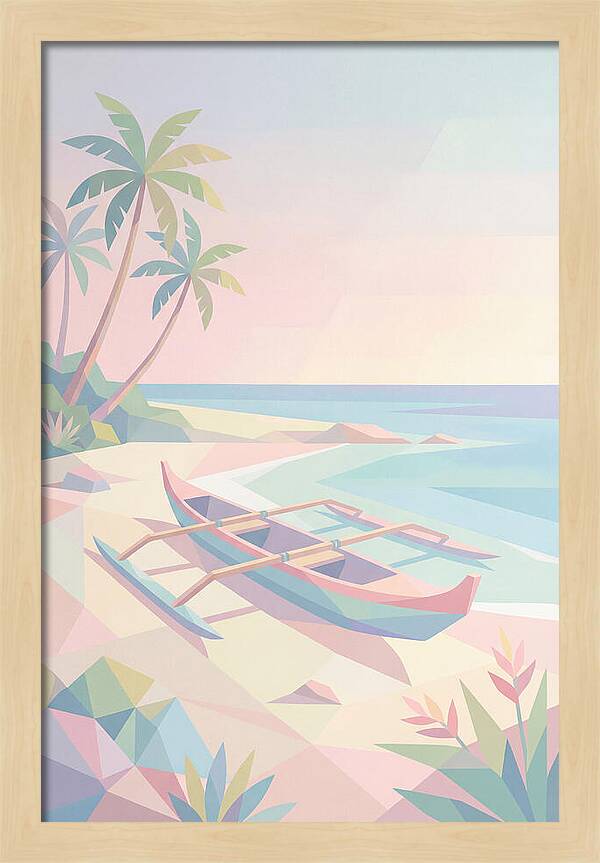 Outrigger Canoe On Tropical Beach