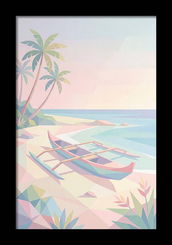 Outrigger Canoe On Tropical Beach