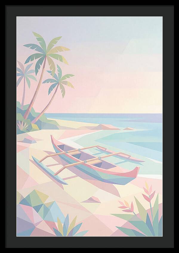 Outrigger Canoe On Tropical Beach