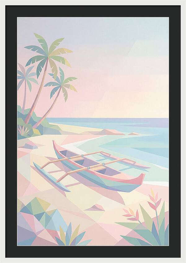 Outrigger Canoe On Tropical Beach