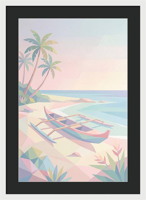 Outrigger Canoe On Tropical Beach