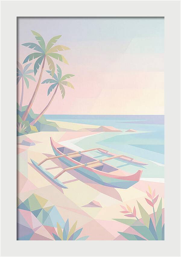 Outrigger Canoe On Tropical Beach