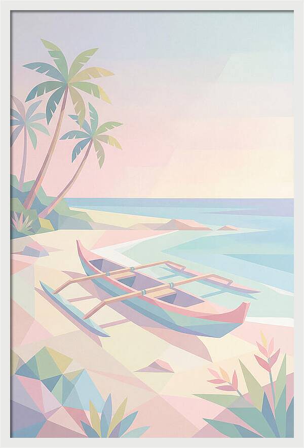 Outrigger Canoe On Tropical Beach