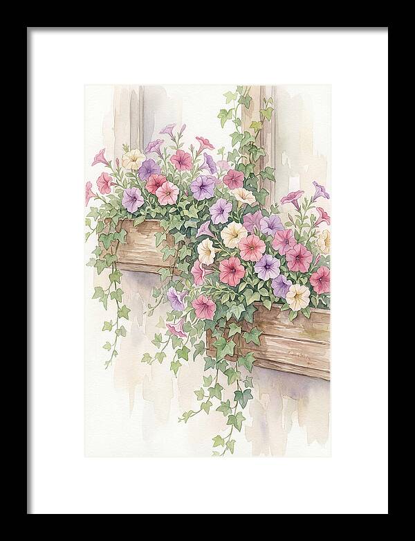 Overflowing Petunias In Window Boxes