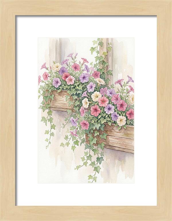 Overflowing Petunias In Window Boxes