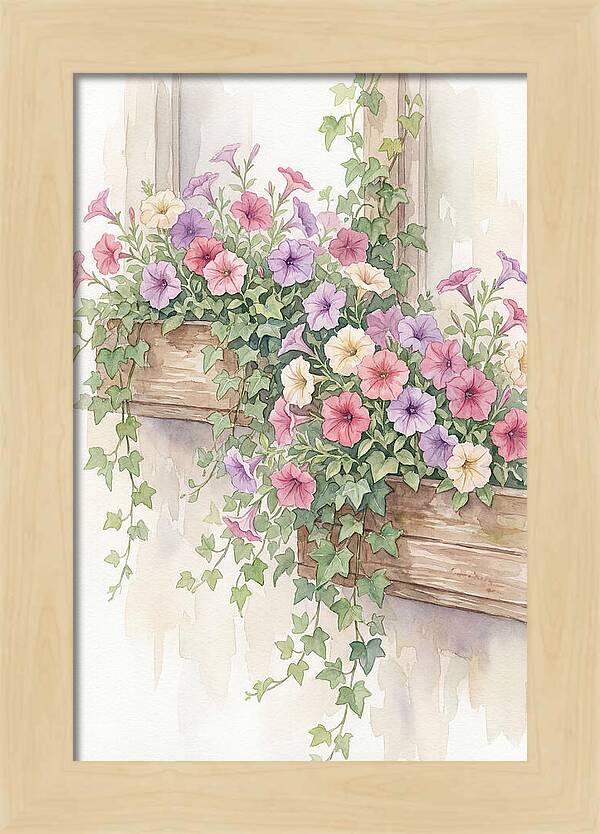 Overflowing Petunias In Window Boxes