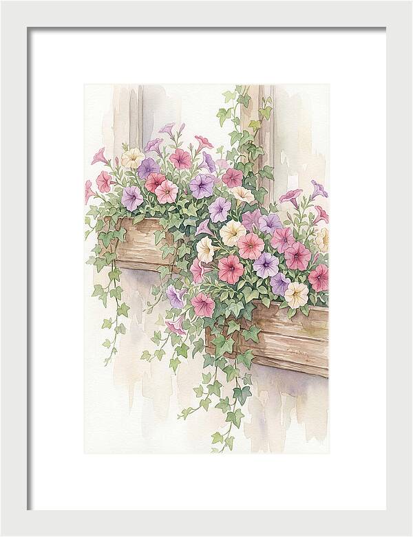 Overflowing Petunias In Window Boxes