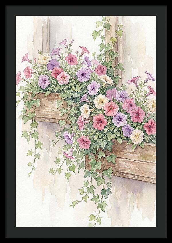 Overflowing Petunias In Window Boxes