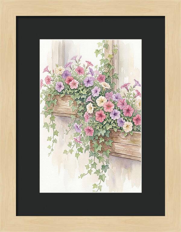 Overflowing Petunias In Window Boxes