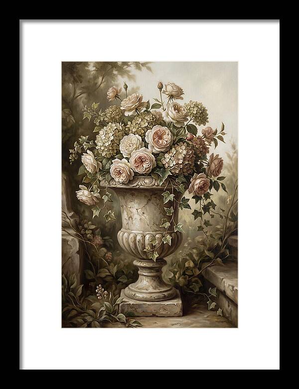 Overflowing Stone Urn With Flowers