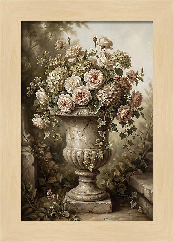 Overflowing Stone Urn With Flowers