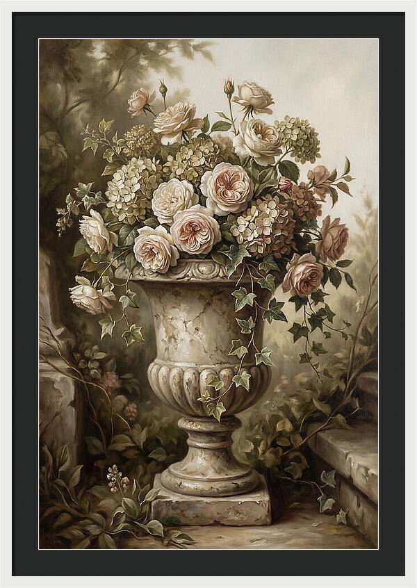 Overflowing Stone Urn With Flowers