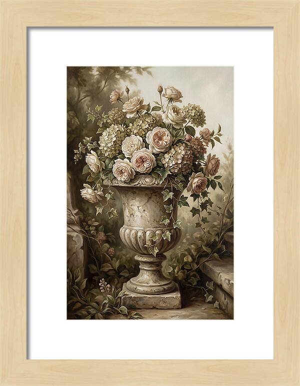 Overflowing Stone Urn With Flowers