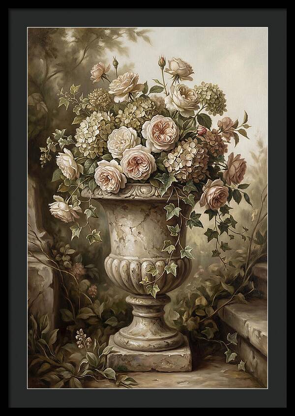 Overflowing Stone Urn With Flowers