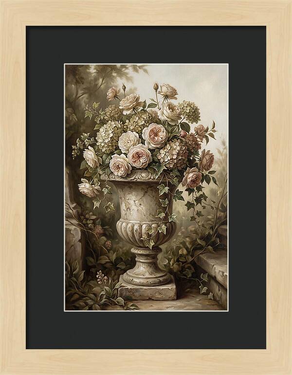 Overflowing Stone Urn With Flowers