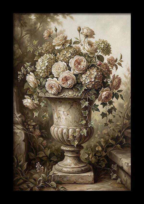 Overflowing Stone Urn With Flowers