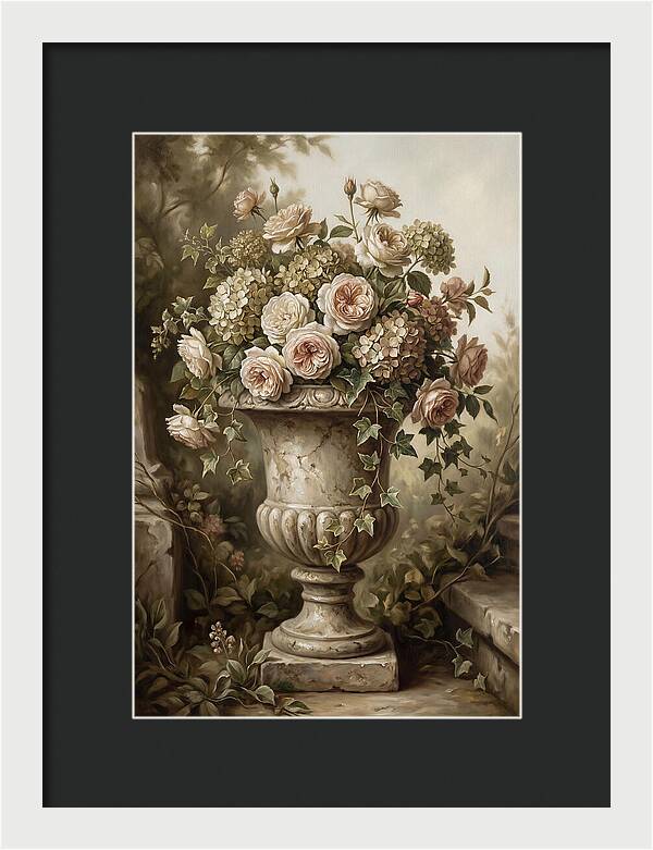 Overflowing Stone Urn With Flowers