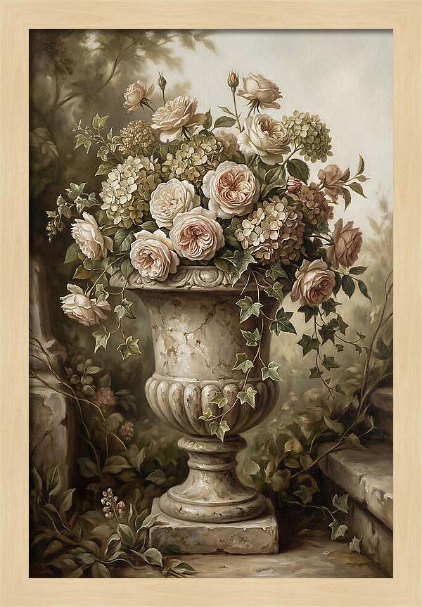 Overflowing Stone Urn With Flowers