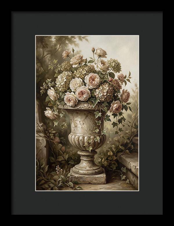 Overflowing Stone Urn With Flowers