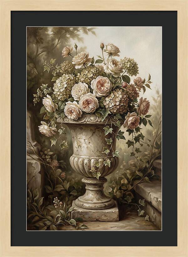 Overflowing Stone Urn With Flowers
