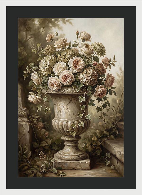 Overflowing Stone Urn With Flowers