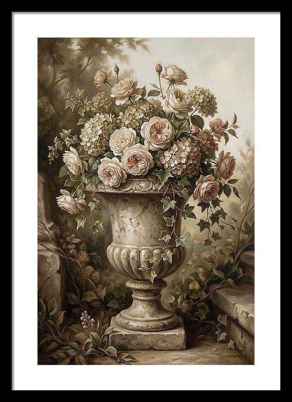 Overflowing Stone Urn With Flowers
