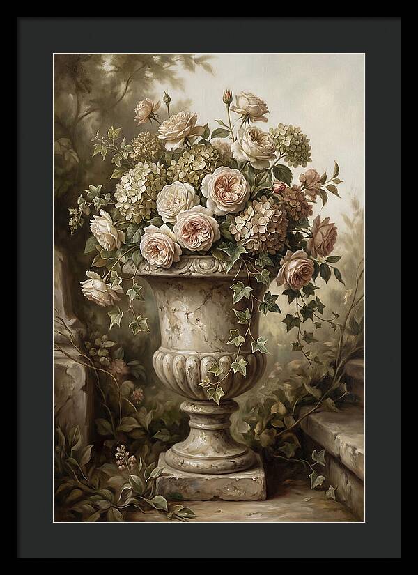 Overflowing Stone Urn With Flowers
