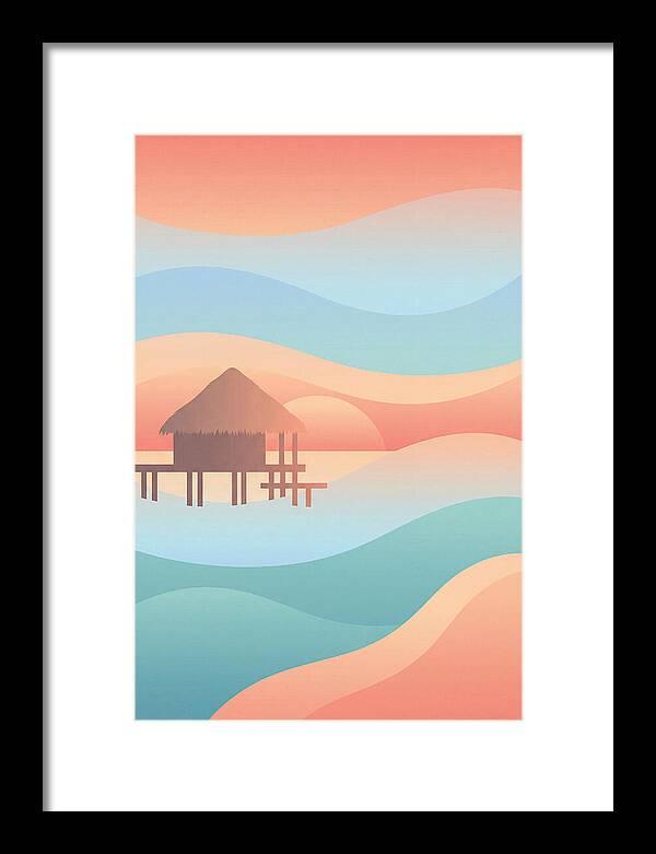 Overwater Bungalow At Sunset